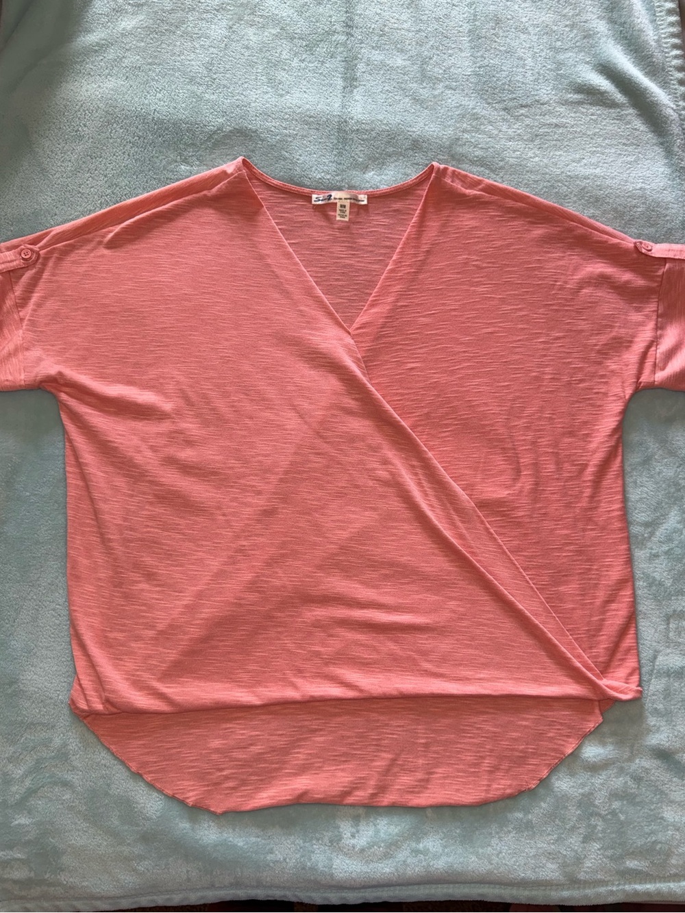 Women’s Seven7 Coral Wrap-Front Blouse Size Medium